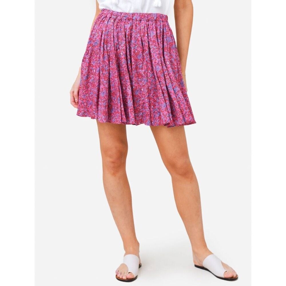 Xirena Cassidy Skirt Medium Pink Red Floral Cotton Mini Elastic Waist Boho